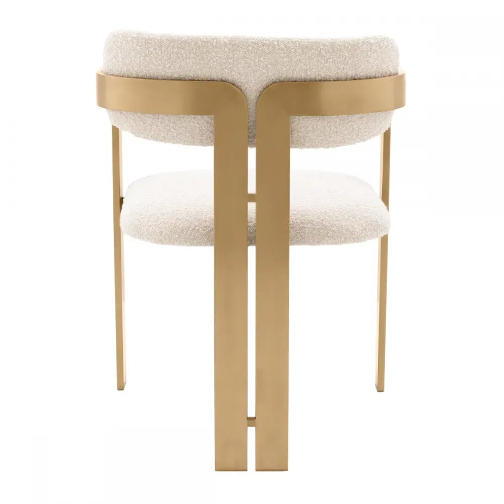 Scaun tapitat cu Stofa boucle Crem cu picioare din Metal Alama H80xL57.5xA59cm Donato Eichholtz
