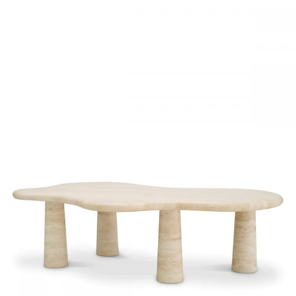 Masuta de cafea Asimetrica din Travertin Bej L116xl73cm Isernia Eichholtz