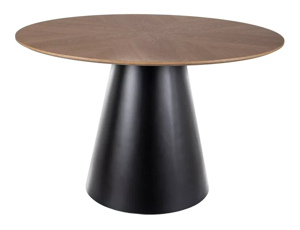 Masa rotunda din MDF+Furnir de stejar Maro si MDF Negru D120xH75cm Angel