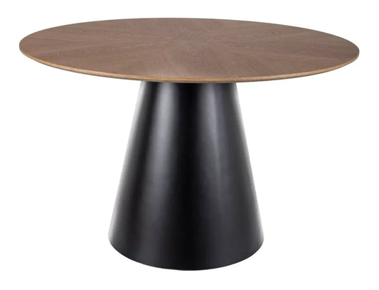 Masa rotunda din MDF+Furnir de stejar Maro si MDF Negru D120xH75cm Angel