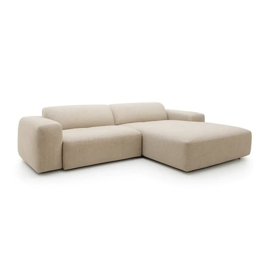 Coltar Loran fix in forma de L din catifea Vogue bej L264×180×H65 cm