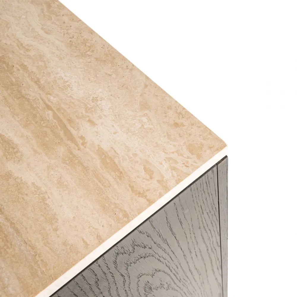 Comoda din Lemn de stejar Maro si Travertin Bej L225xH90cm Claremont Richmond interiors