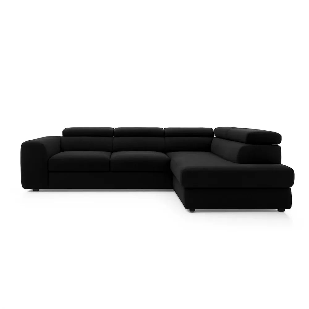Coltar Extensibil cu spațiu depozitare in formă L Bergamo II catifea Vogue negru