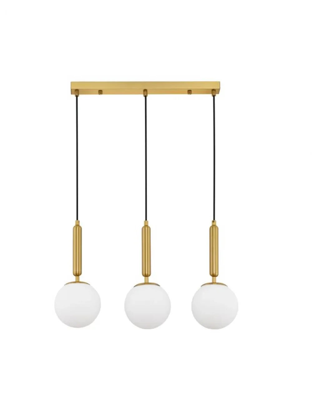 Lustra structura din Metal Negru/Auriu si abajur din Sticla Alb H155xL60cm IP20 MONET
