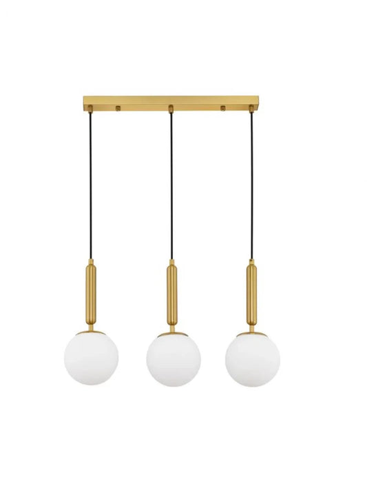 Lustra structura din Metal Negru/Auriu si abajur din Sticla Alb H155xL60cm IP20 MONET