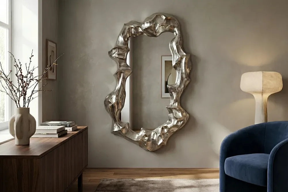 Oglinda cu rama din Poliuretan/MDF Argintiu L95xH150cm VENETIA