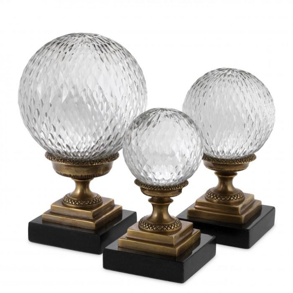 Set 3 obiecte decorative din Sticla Transparent D8/10/13xH15/18/19cm Divani