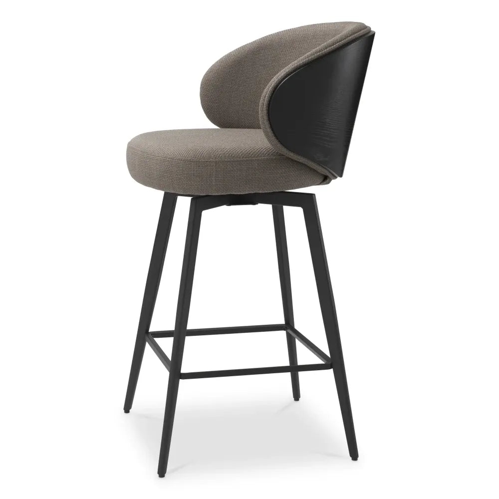Scaun de insula rotativ tapitat cu Stofa Gri L57xA52xH92cm Camerota Eichholtz