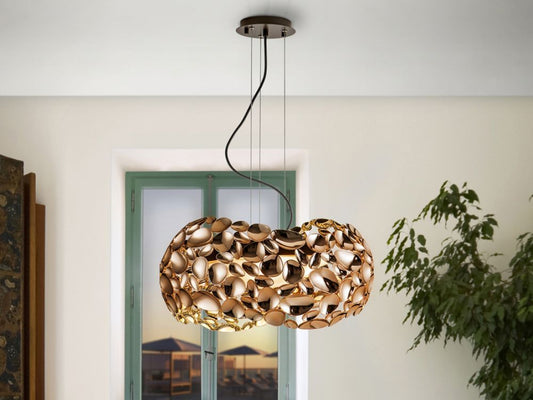 Lustra rotunda cu inaltime reglabila din Metal Auriu cu 5 becuri D47xH135cm Narisa