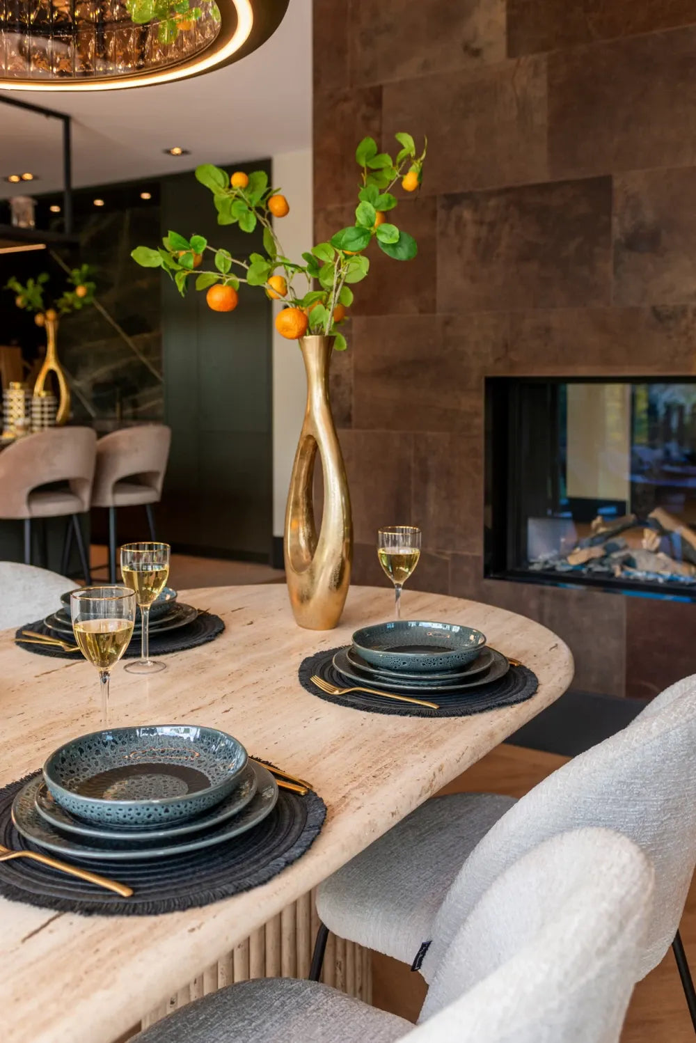 Masa din Travertin Bej L240xH75cm La Cantera Richmond interiors