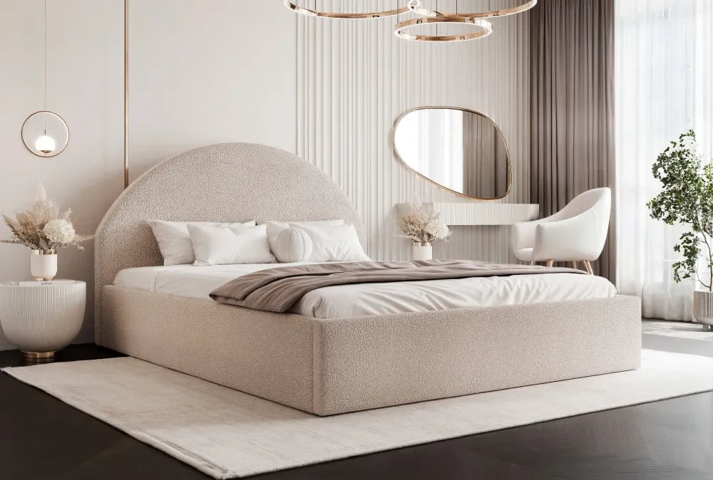 Pat 140 x 200 tapitat cu Stofa boucle Quelle Bej inchis Venila