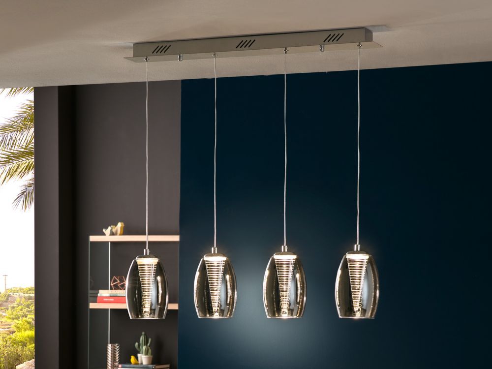 Lustra dreptunghiulara cu inaltime reglabila din Sticla Transparent cu LED  L72x12xH120cm Nebula