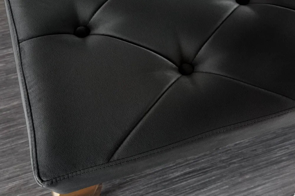 Bancheta din Otel inoxidabil Auriu si Catifea Negru H50xL172cm Modern Barock