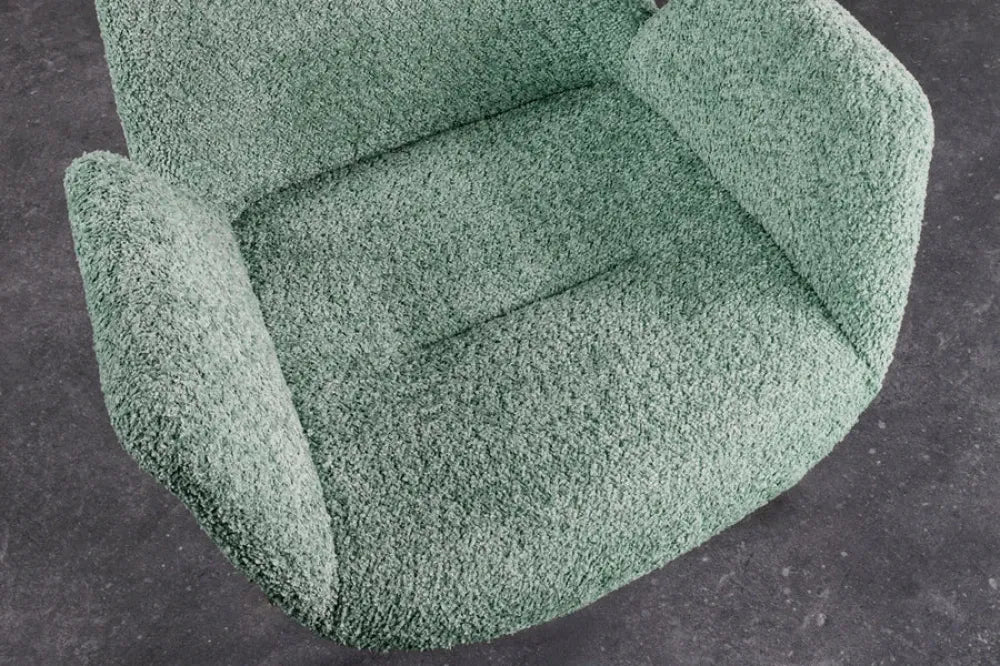 Set 2 scaune rotative tapitat cu Stofa boucle Verde mint si picioare din Lemn de stejar Maro H85xL61xA63cm BALTIC