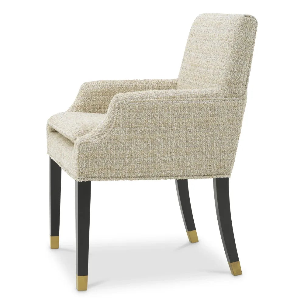Scaun tapitat cu Chenille Bej L62xA64xH90cm Clayton Eichholtz