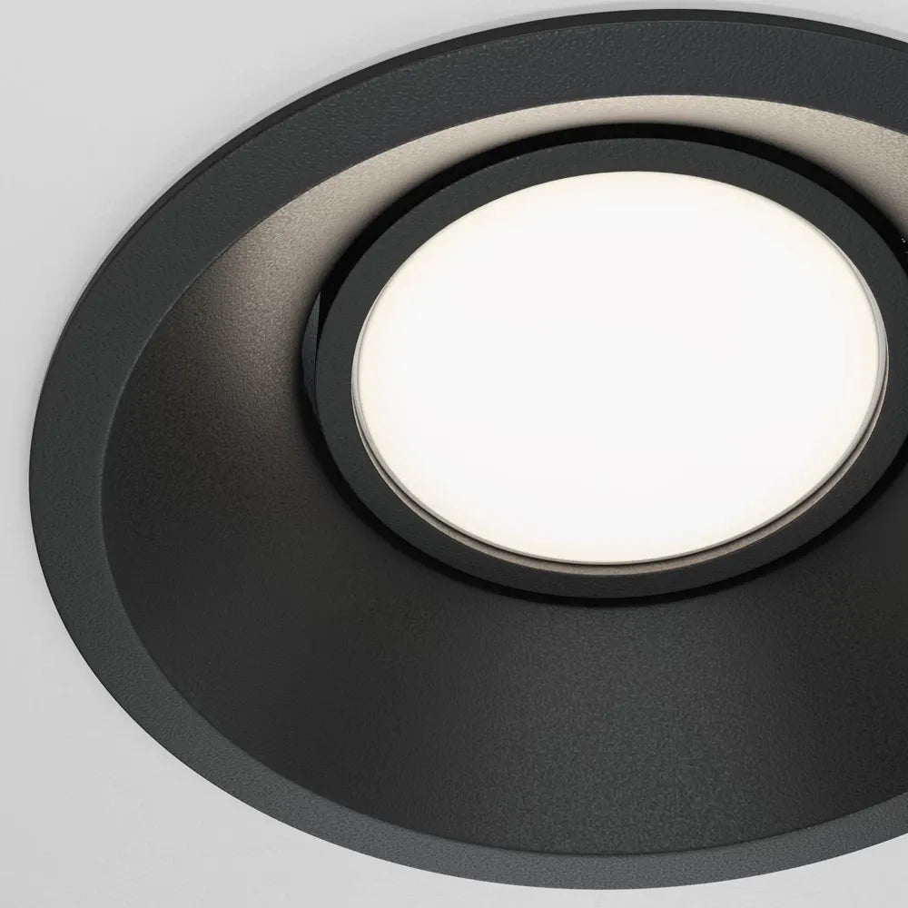 Spot incastrat rotund din Aluminiu Negru H4.5xD9cm IP 20 GU10 50W Dot