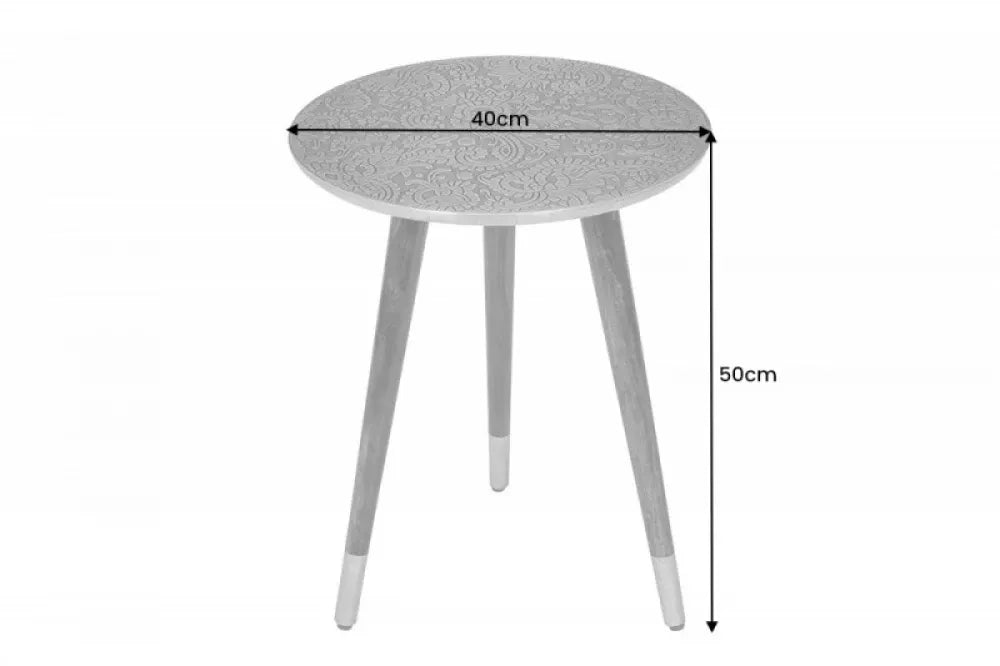 Masuta laterala Rotunda din Metal Roz si Lemn de salcam Maro D40xH50cm Alcasar