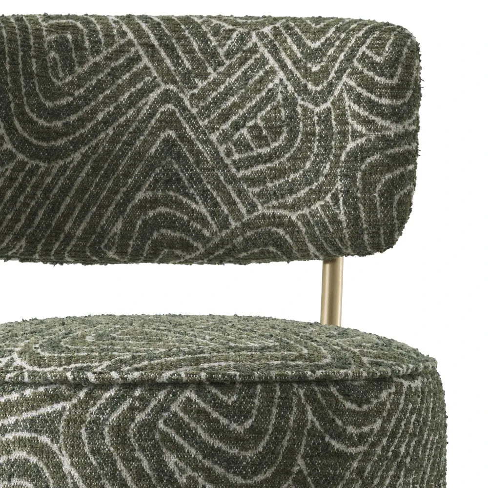 Scaun de insula rotativ cu spatar tapitat cu Stofa Verde L44.5xA56xH94cm Carleton Eichholtz