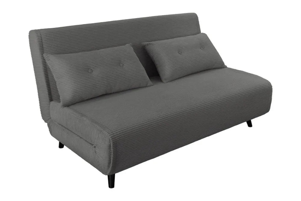 Fotoliu cu functie de dormit tapitat cu Raiat Gri si picioare din Lemn de pin Negru H83xL140xA90cm SMART MULTIFUNCTION