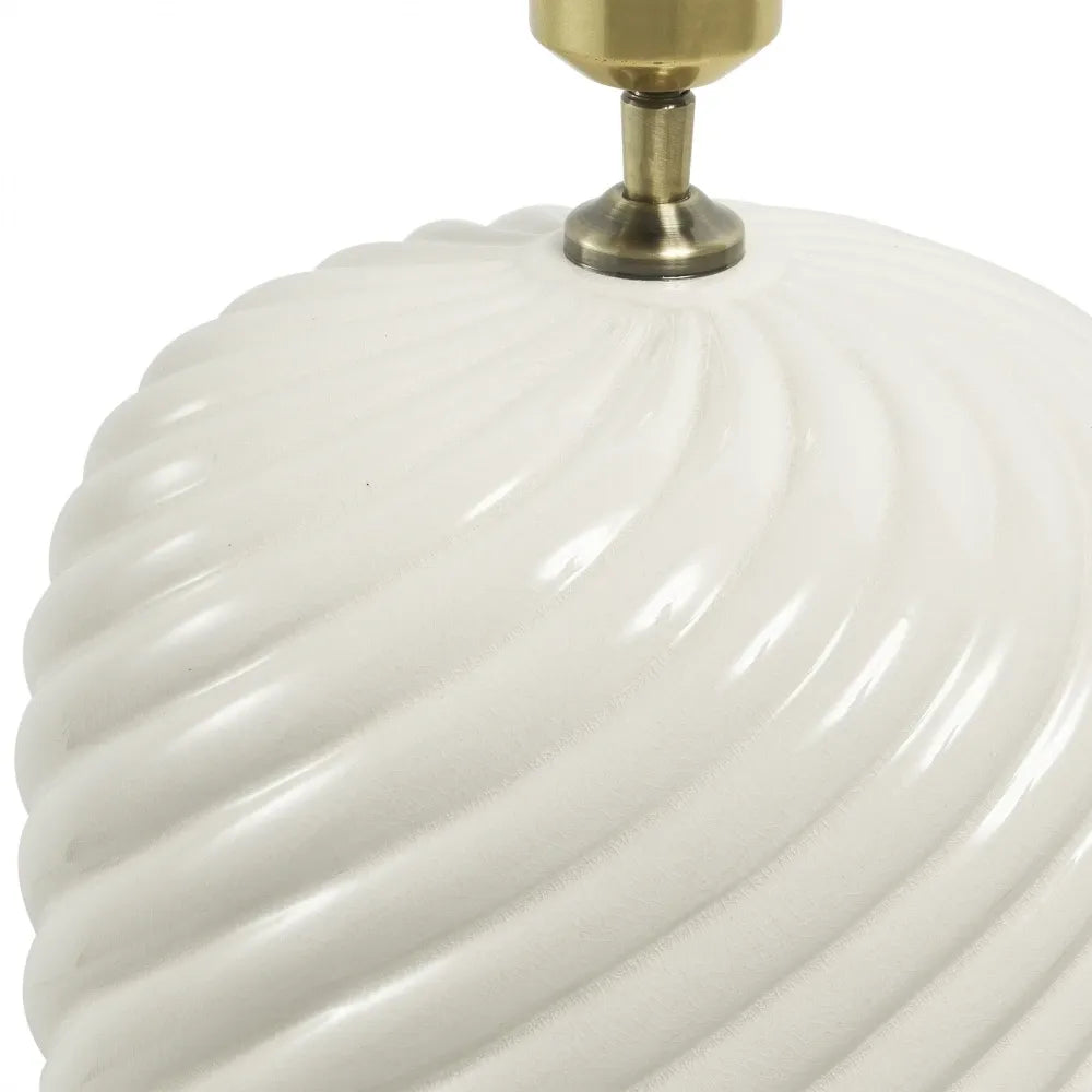 Veioza din Metal/Ceramica Alama/Alb si Stofa Crem H66xD58cm Savona Eichholtz