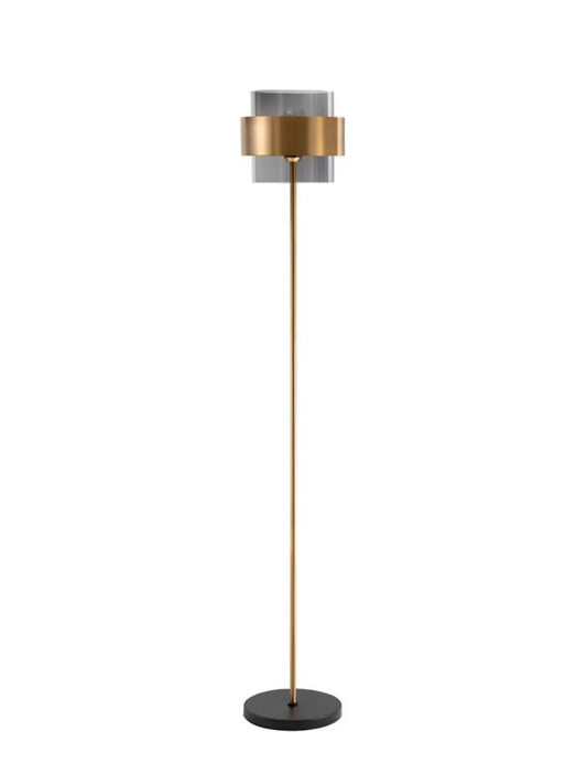 Lampa de podea structura din Metal Auriu si abajur din Sticla Fumuriu H154xL25cm IP20 SIANNA