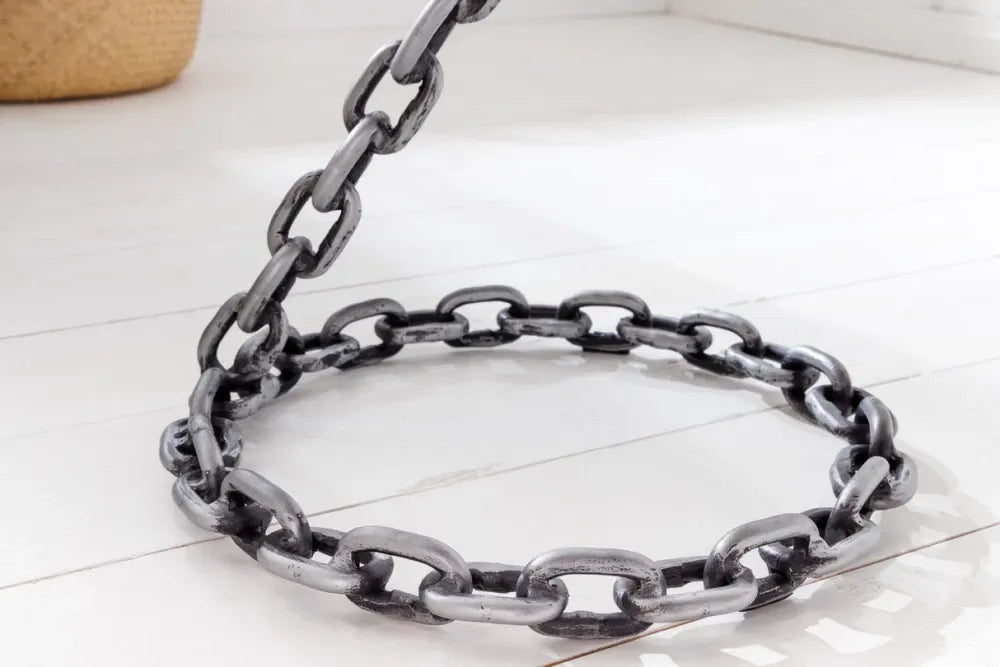 Masuta laterala din Sticla securizata Transparent si Metal Argintiu L33xH55cm Chain