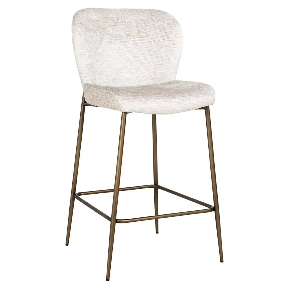 Scaun de insula tapitat cu Stofa Crem cu picioare din Metal Alama H96xL50xA54cm Darby Richmond Interiors