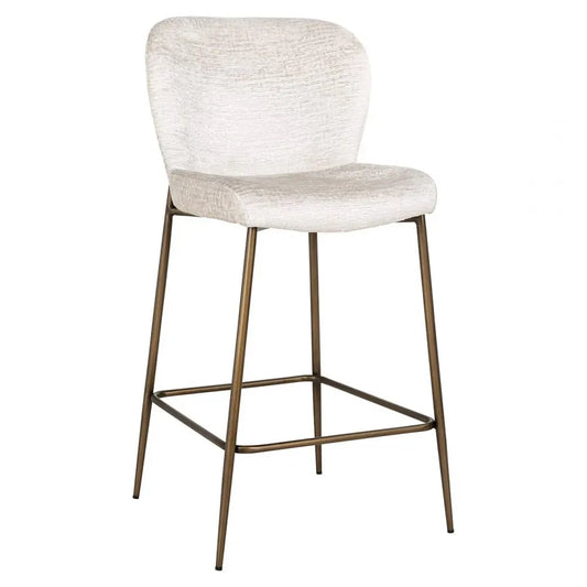 Scaun de insula tapitat cu Stofa Crem cu picioare din Metal Alama H96xL50xA54cm Darby Richmond Interiors