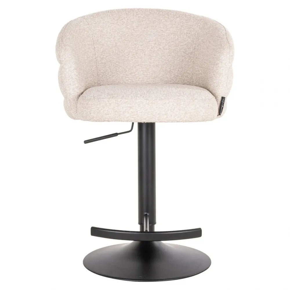 Scaun de bar rotativ cu inaltime reglabila din Stofa Crem si Metal Negru L59xH85-110cm Nikki Richmond interiors