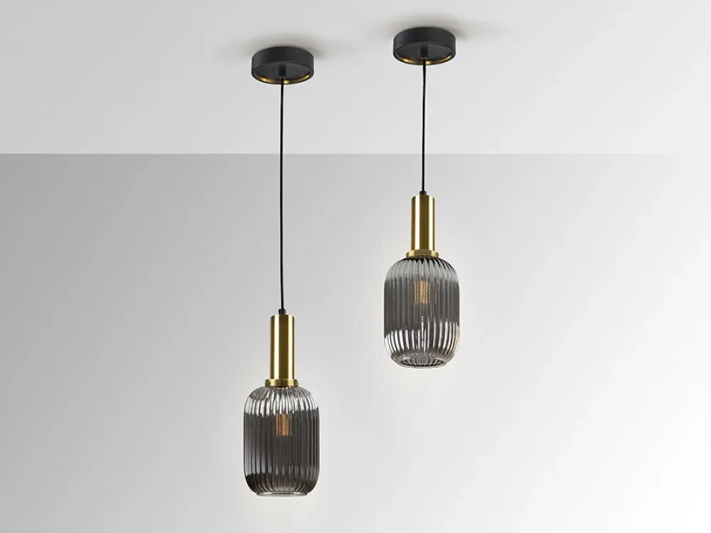 Pendul din Metal Negru si Sticla Negru D14xH200cm Norma