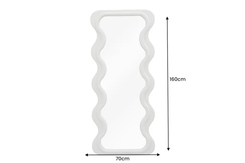Oglinda cu rama din Poliuretan/MDF Bej H160xL70cm Curvy