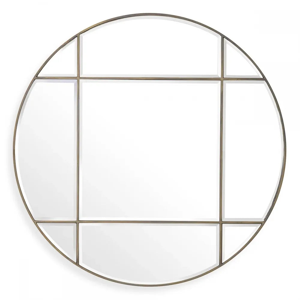 Oglinda rotunda cu rama din Metal/MDF Alama D110cm Beaumont round Eichholtz
