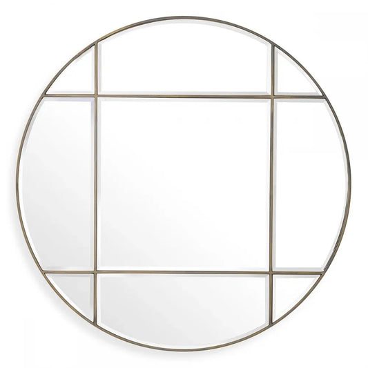 Oglinda rotunda cu rama din Metal/MDF Alama D110cm Beaumont round Eichholtz