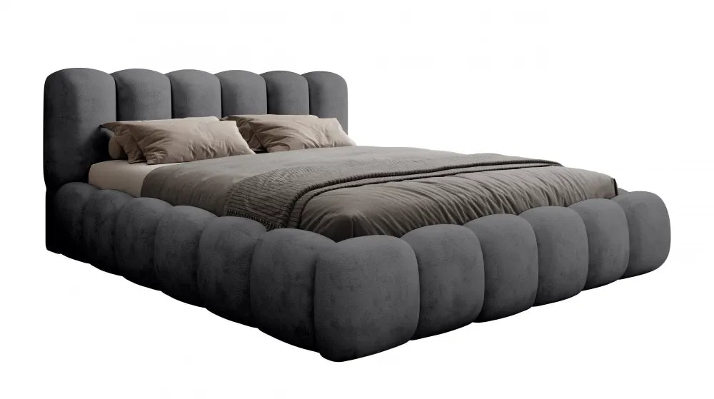 Pat 140x200cm tapitat cu Chenille Negru Dallas