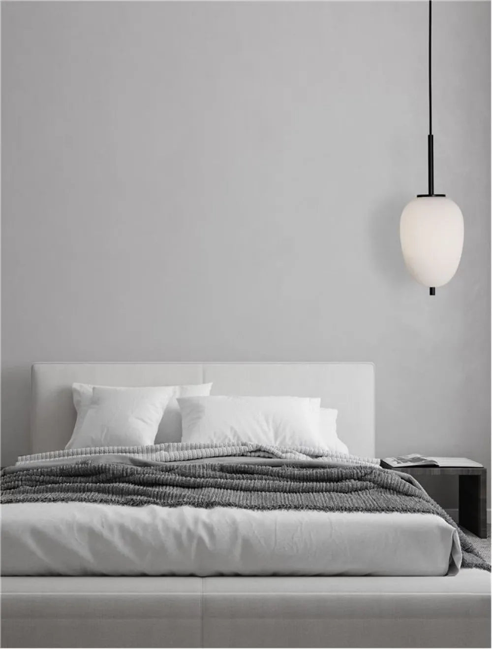 Pendul structura din Metal Negru si abajur din Sticla Alb H120xL15.8cm IP20 LATO