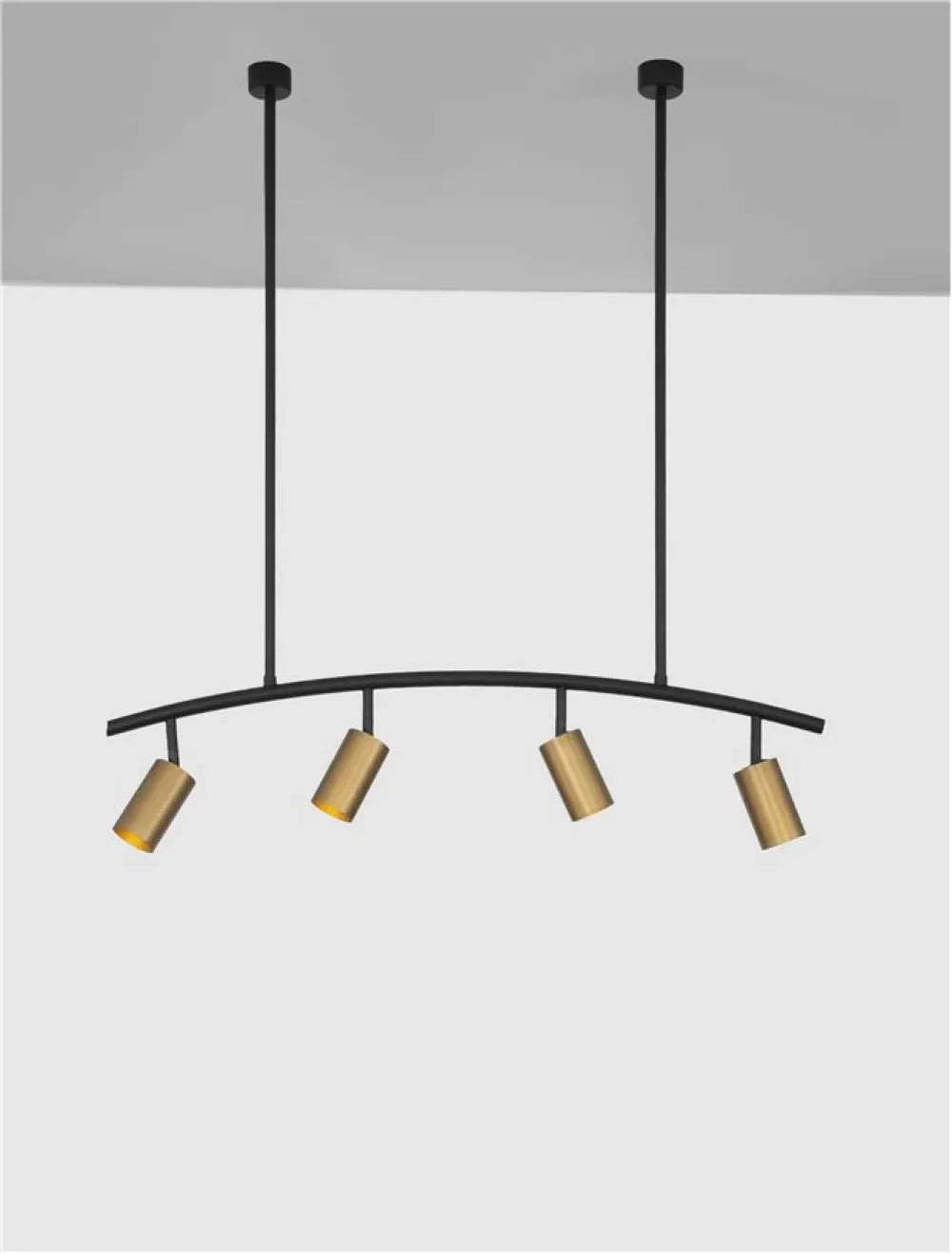 Lustra structura din Aluminiu Negru si abajur din Aluminiu Auriu H90xL96.5cm IP20 POGNO