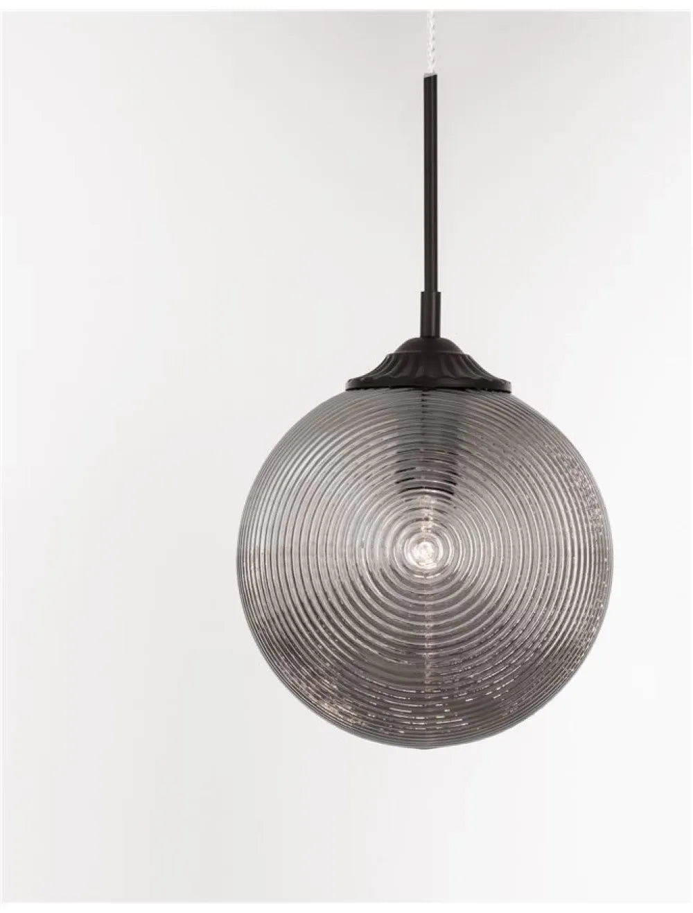 Pendul structura din Metal Negru si abajur din Sticla Fumuriu H120xL25cm IP20 ATHENA