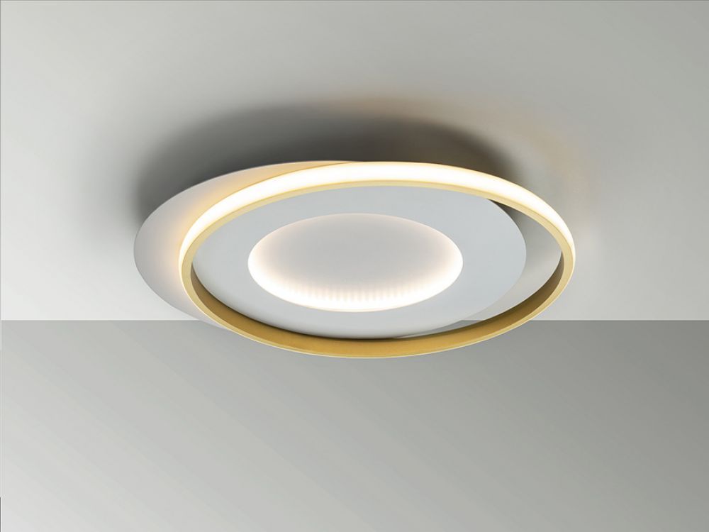 Plafoniera Limbos Auriu/Alb cu Led L55xH6cm