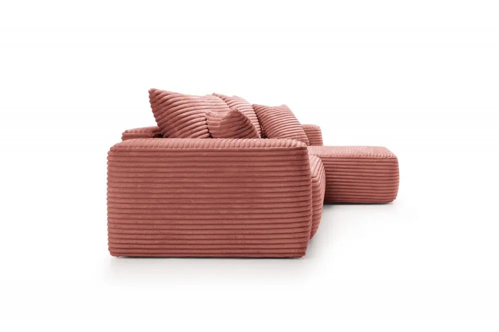 Coltar extensibil tapitat cu Corduroy Roz cu lada depozitare Billy