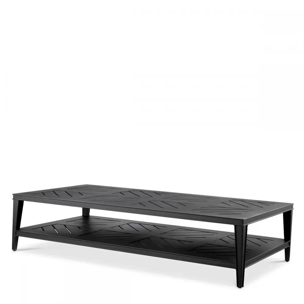 Masuta de cafea pentru exterior din Metal Negru H42xL180cm Bell Rive Eichholtz