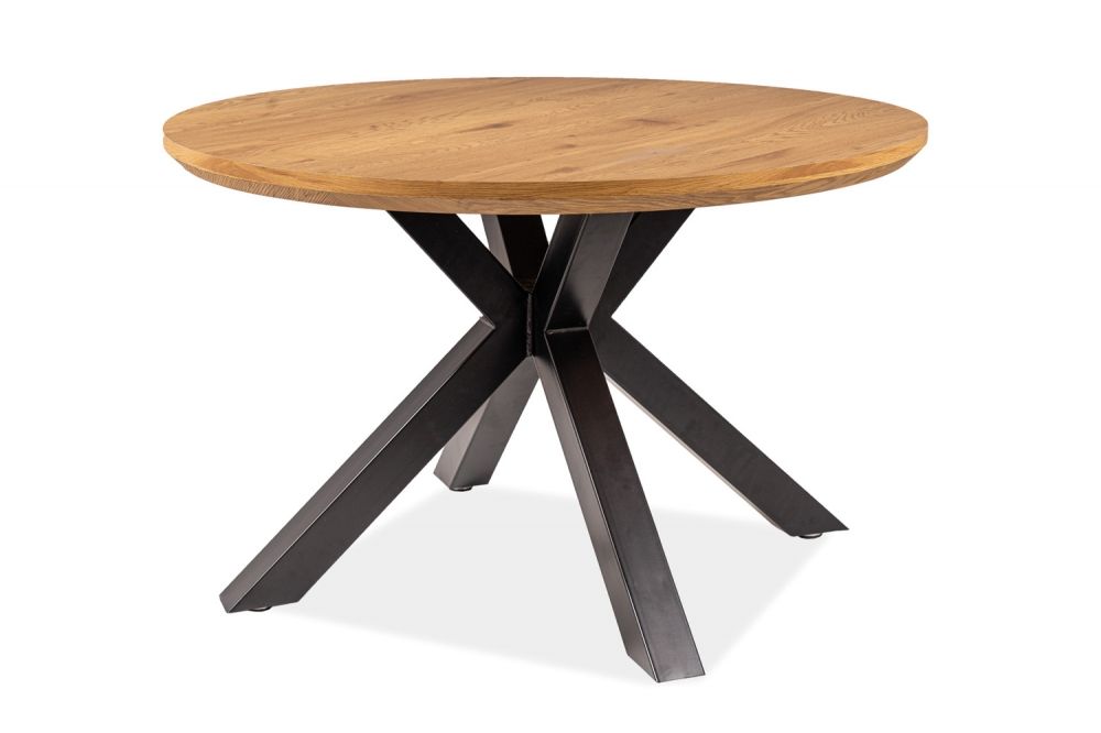 Masa rotunda din Furnir de stejar Maro/Negru de 4-6 persoane D120cm Ritmo