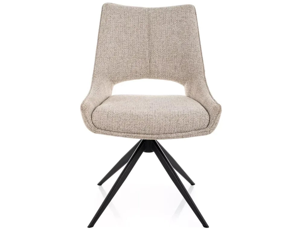 Set 2 Scaune rotative din Stofa Bej si Metal Negru H87xL56xA60cm Fino I