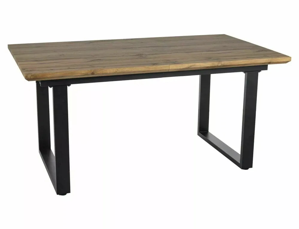 Masa extensibila din MDF+Furnir de stejar Maro si Metal Negru L160-240xH76cm Umberto II