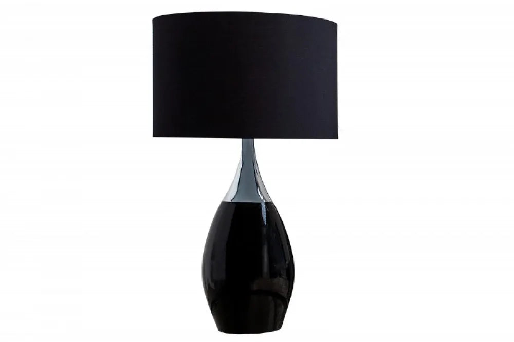 Veioza din Metal Negru si Textil Negru H60xD32cm Carla