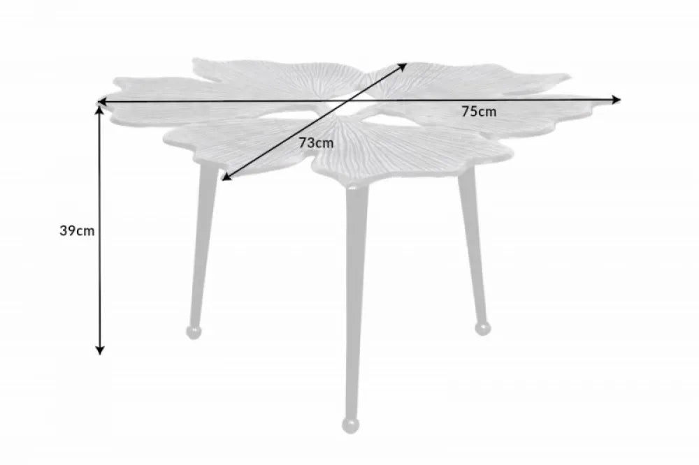 Masuta de cafea Asimetrica din Metal Argintiu/Negru L75xH37cm Gingko