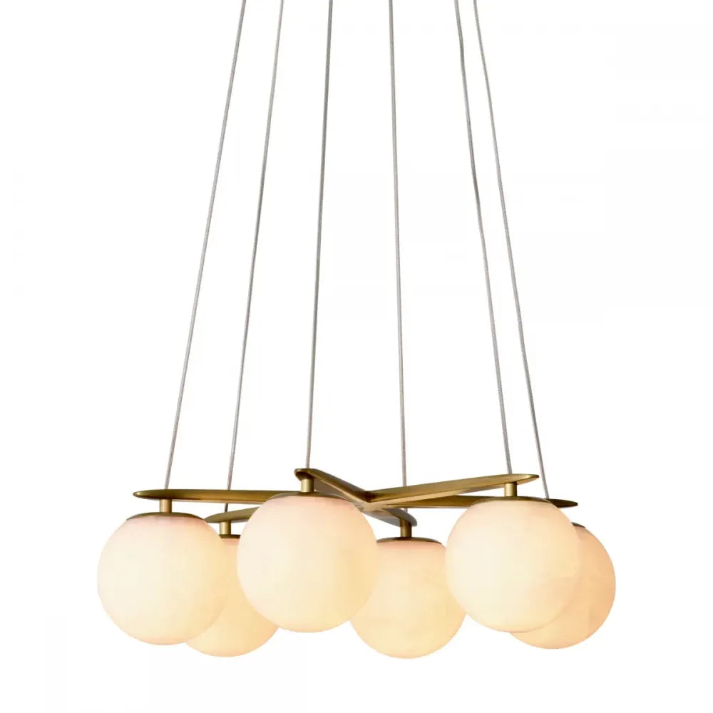 Candelabru din Otel inoxdabil Alama atichizata si Alabastru Alb H17xD60cm Morro Eichholtz