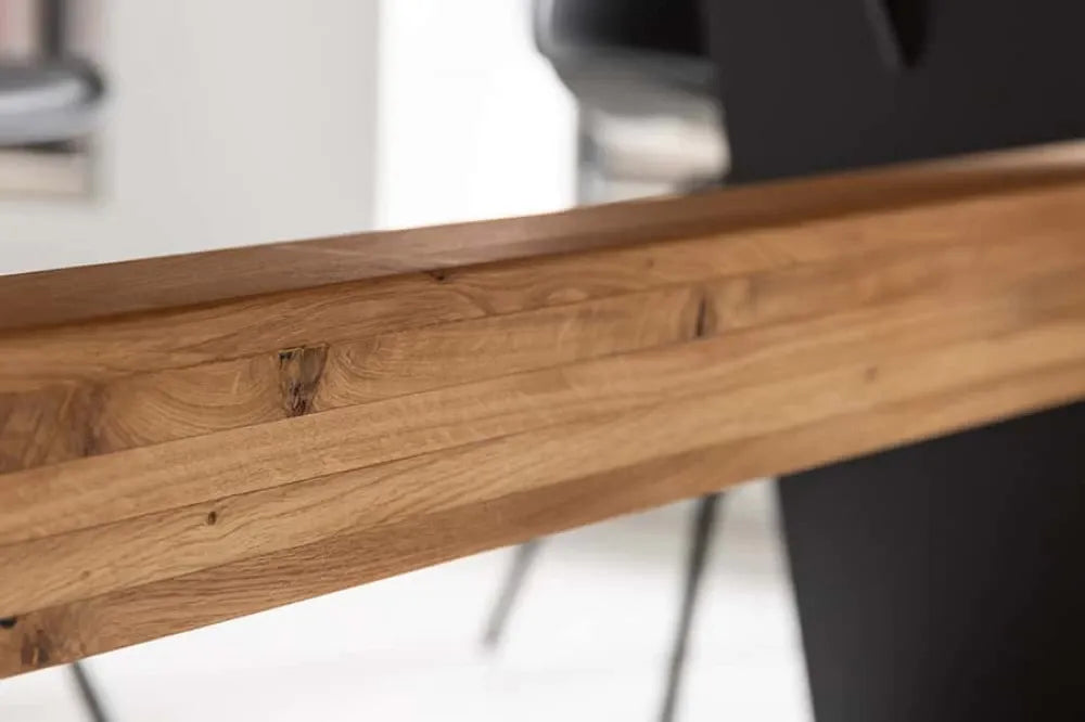 Masa din Lemn de stejar Maro si Metal Negru L200xH76cm Grand oak