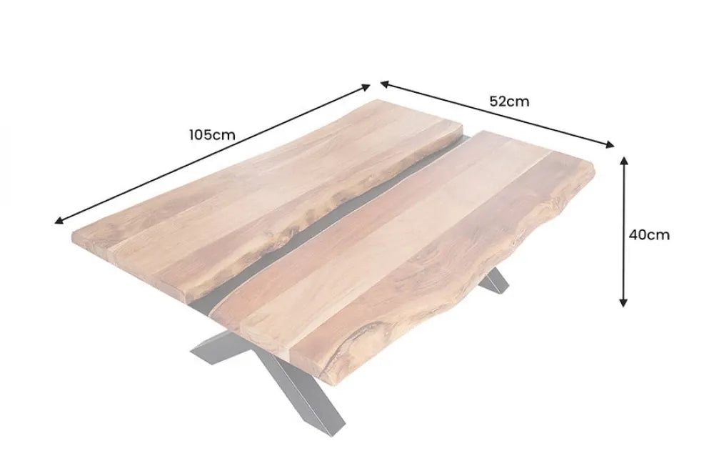 Masuta de cafea din Lemn de salcam Maro si Metal Negru L105xH40cm Amazonas