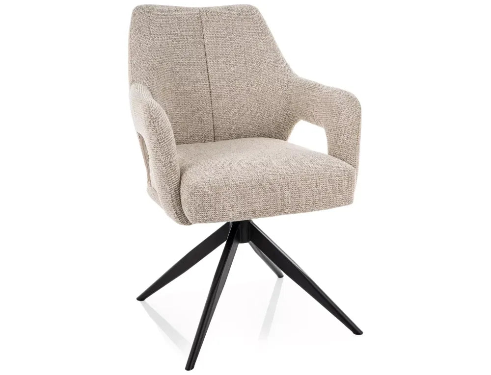Scaun rotativ din Stofa Bej si Metal Negru H86xL59xA65cm Olsen