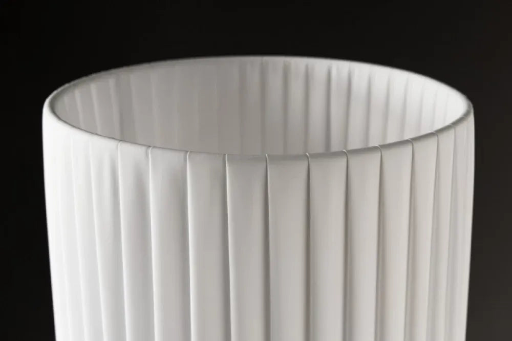 Lampa de podea din Metal Argintiu si Textil Alb H195xD28cm Salone